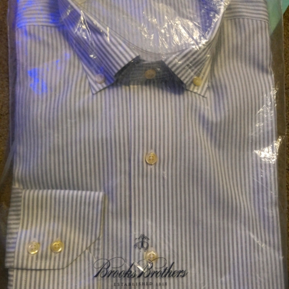 Brooks Brothers Regent 16.5-34 Gray/White Stripes